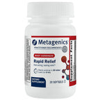 Metagenics Rapid Relief dietary supplement bottle on a white background