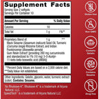 Supplement facts label with red background and white text
