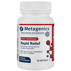 Metagenics Rapid Relief dietary supplement bottle on a white background