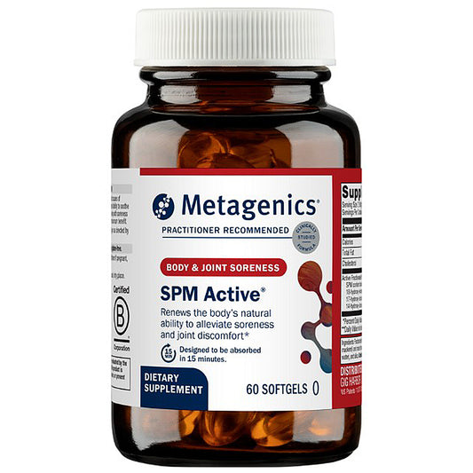 Metagenics SPM Active dietary supplement bottle on a white background