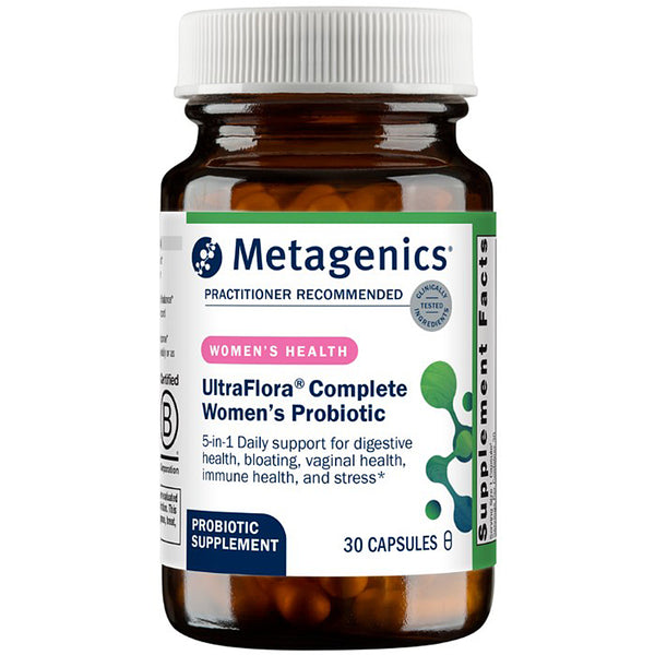 Metagenics UltraFlora Complete Women's Probiotic bottle on a white background