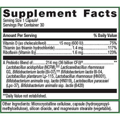 Supplement facts label with detailed nutritional information and ingredients.