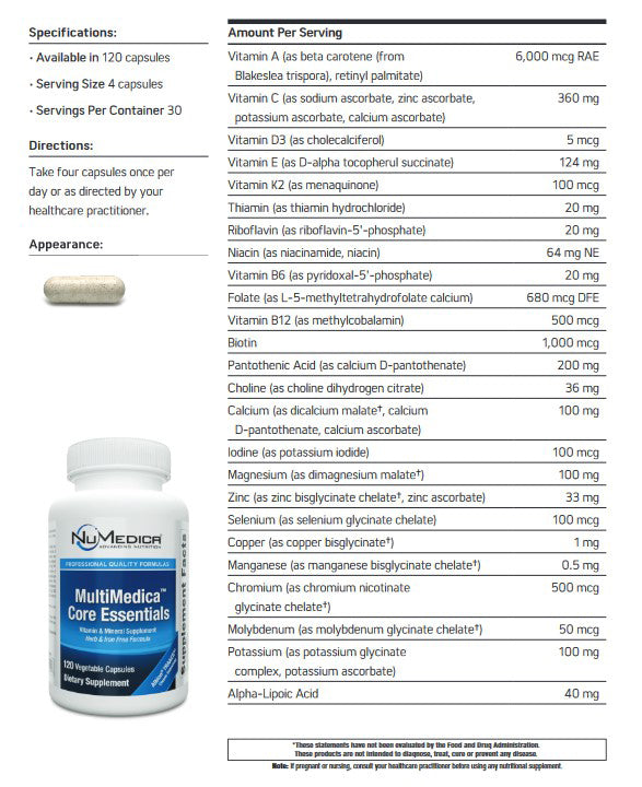 NuMedica MultiMedica Core Essentials 120c
