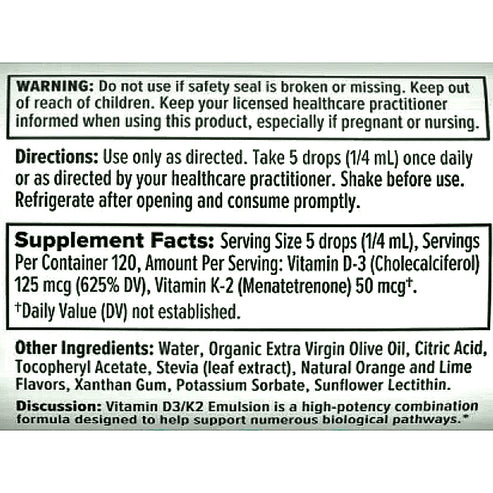 Nutra BioGenesis Vitamin D3-K2 Emulsion ***NEW LOOK*** 30ml
