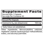 Supplement facts label for a Coenzyme Q10 supplement capsule.