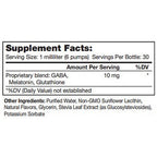 Supplement facts label with ingredients and serving size details on a white background