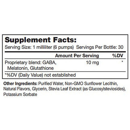 Supplement facts label with ingredients and serving size details on a white background