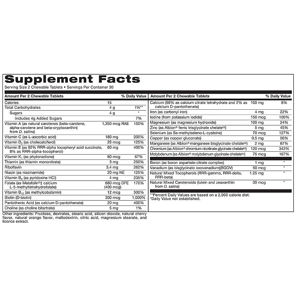 Supplement facts label for a dietary supplement on a white background