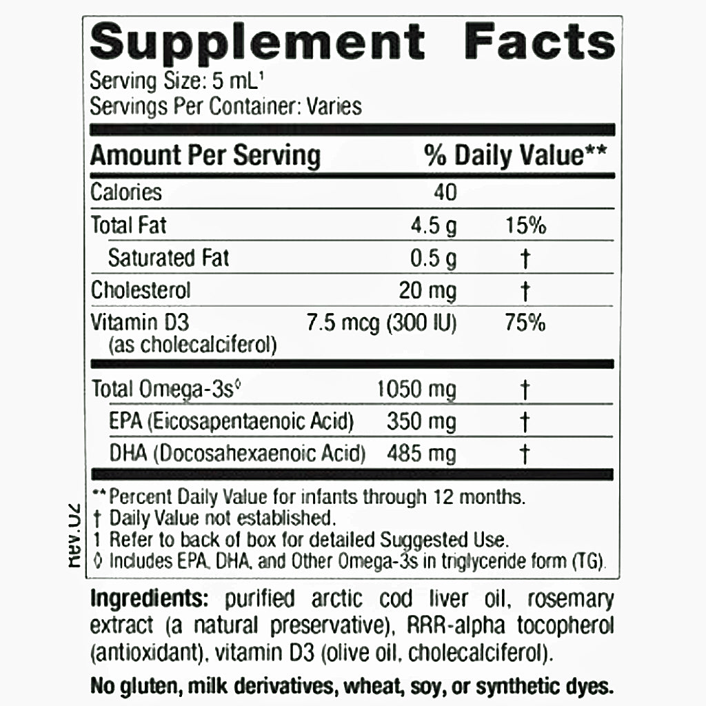 Supplement facts label with nutritional information on a white background