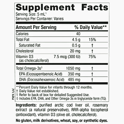 Supplement facts label with nutritional information on a white background