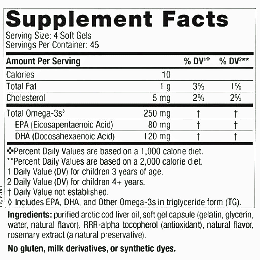 Supplement facts label for a product with omega-3 content
