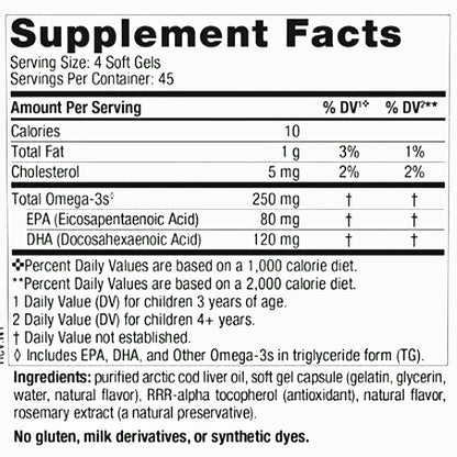 Supplement facts label for a product with omega-3 content