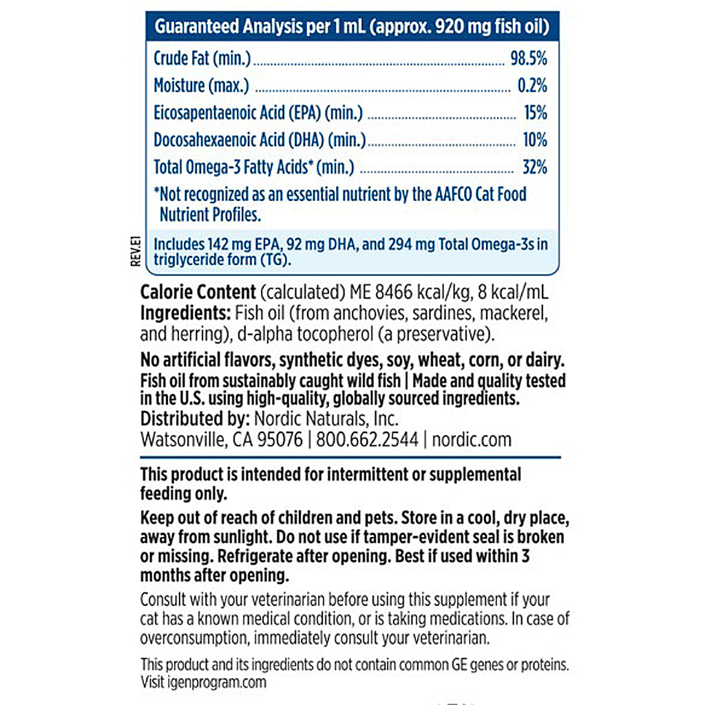 Fish oil supplement label with nutritional information and ingredients on a white background