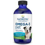 Bottle of Nordic Naturals Omega-3 Pet supplement for dogs on a white background