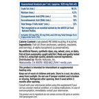 Fish oil supplement label with guaranteed analysis and product details.