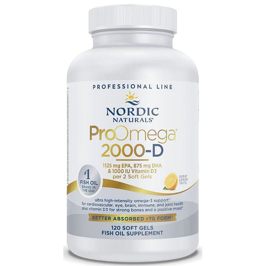 Nordic Naturals ProOmega 2000-D supplement bottle on a white background