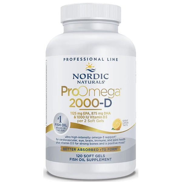 Nordic Naturals ProOmega 2000-D supplement bottle on a white background