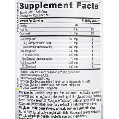 Nutritional supplement facts label on a white background