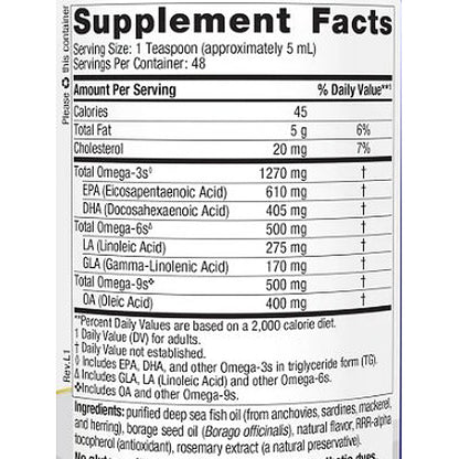 Supplement facts label with nutritional information on a white background