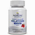 A white bottle of Nordic Naturals Zero Sugar Melatonin Gummies on a clean white background.