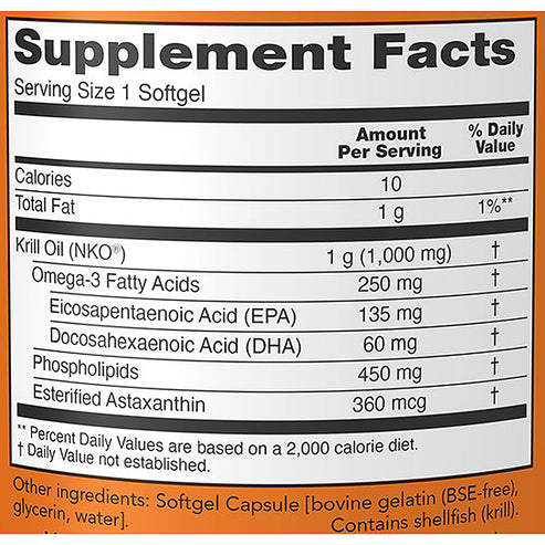 NOW Krill 1000mg (Double Strength) 120sg