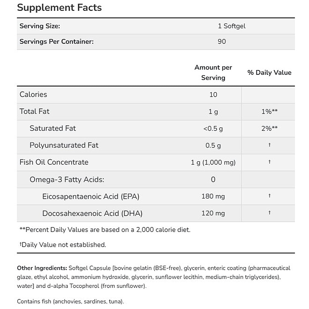 Now Omega-3 fish oil - Enteric Coated 90sg