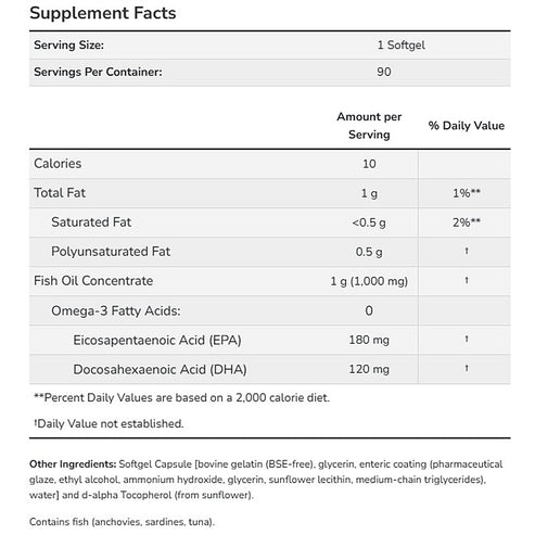 Now Omega-3 fish oil - Enteric Coated 90sg
