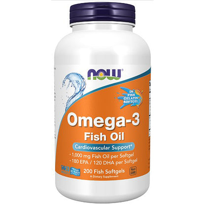 NOW Omega-3 Fish Oil 200 Fish gelatin softgels
