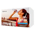 A boxed dietary supplement product labeled '14. Day Detox Program' with a photo of a woman drinking water on the front panel.