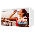 A boxed dietary supplement product labeled '14. Day Detox Program' with a photo of a woman drinking water on the front panel.