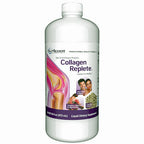 A white plastic bottle of NuMedica Collagen Replete liquid dietary supplement with a white cap, shown on a plain white background.