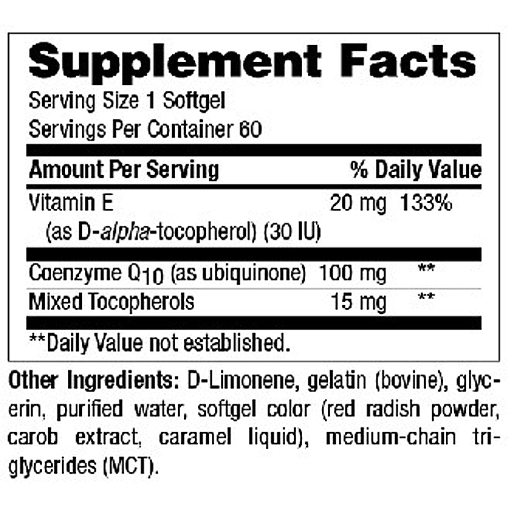Supplement facts label with vitamins and minerals on a white background