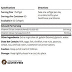 Nutritional supplement label with specifications and directions.