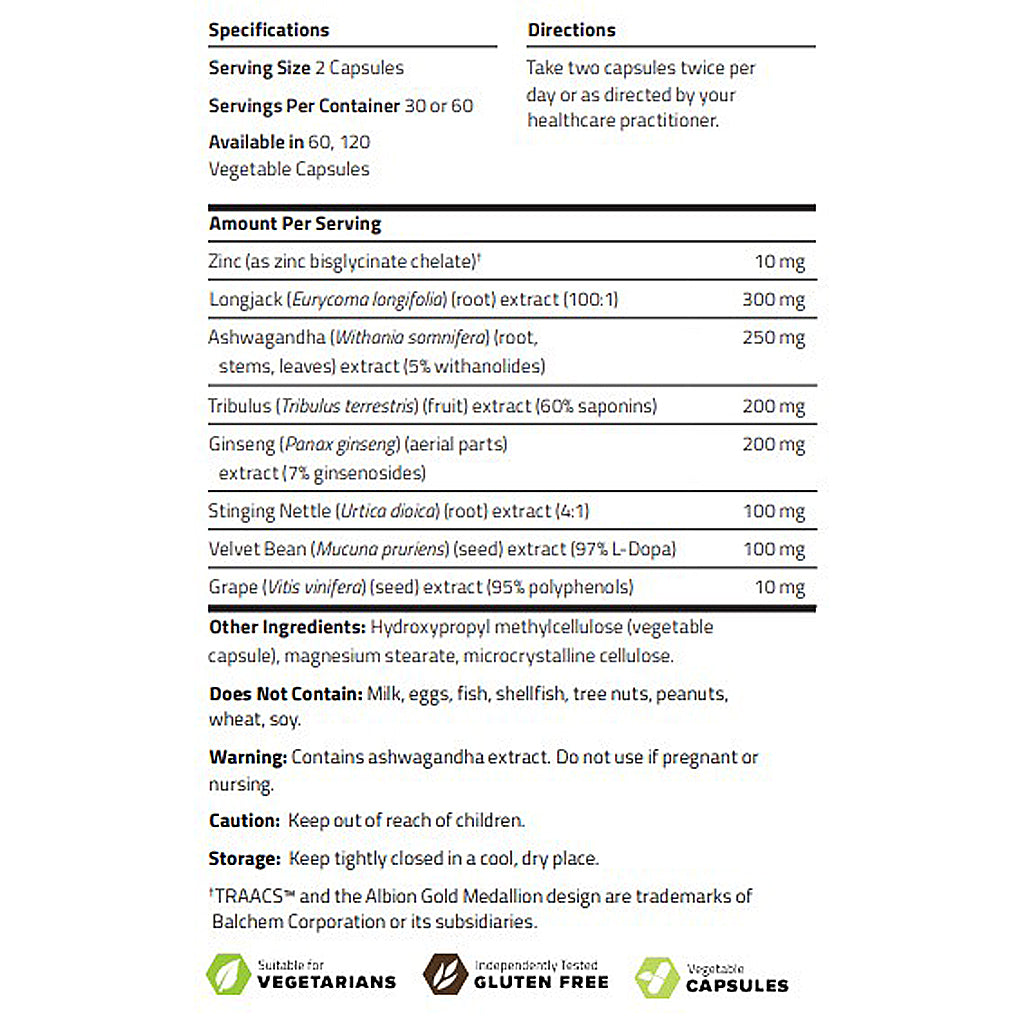 Nutritional supplement label with detailed ingredient list and directions.