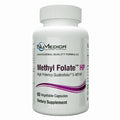 A white plastic bottle of Nulevica Methyl Folate HP dietary supplement, containing 60 vegetable capsules, shown against a plain white background.