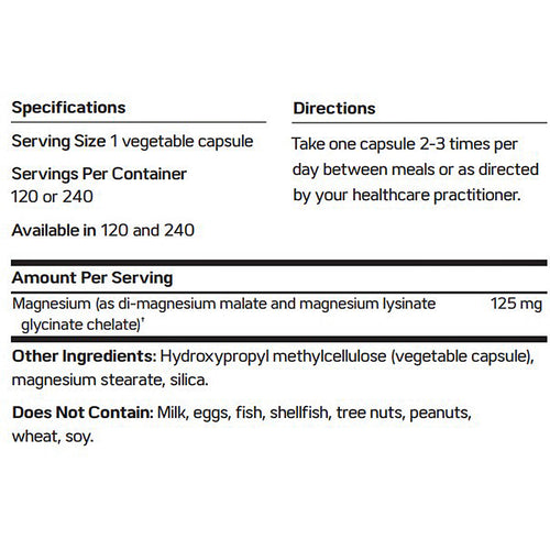 Nutritional supplement label with specifications and directions on a white background