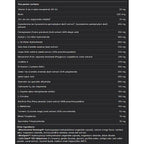 List of ingredients and their quantities on a black background