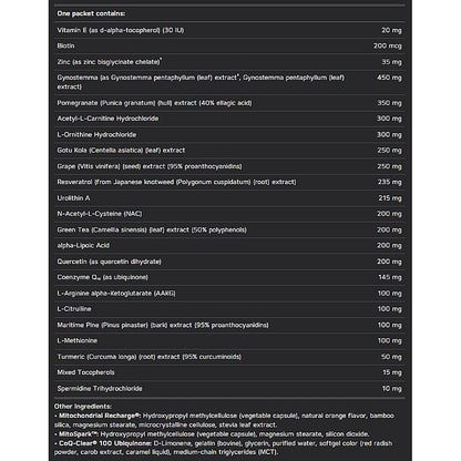 List of ingredients and their quantities on a black background