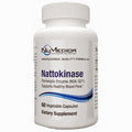 A white plastic bottle of NuMedica Nattokinase dietary supplement with 60 vegetable capsules, shown against a plain white background.