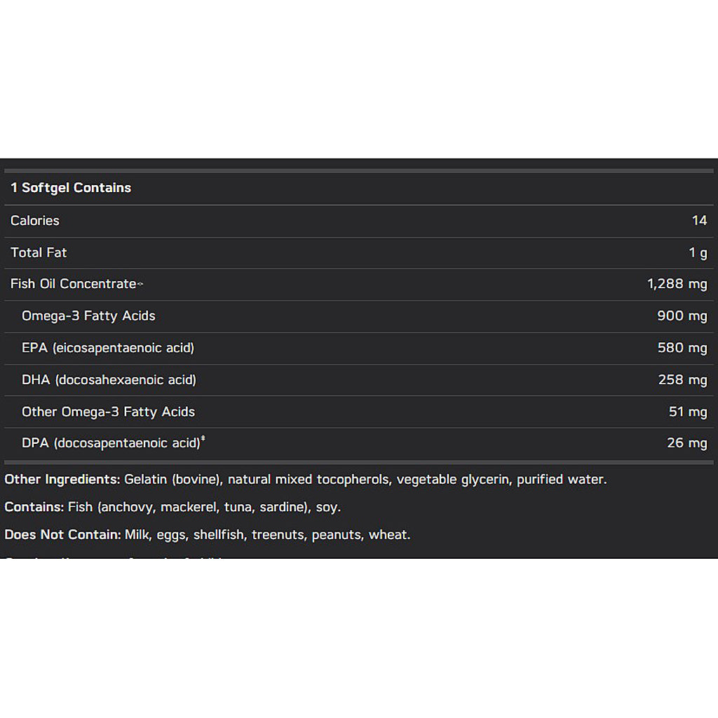 Nutritional label for a supplement showing ingredients and nutritional information.