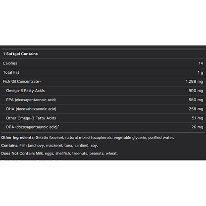 Nutritional label for a supplement showing ingredients and nutritional information.