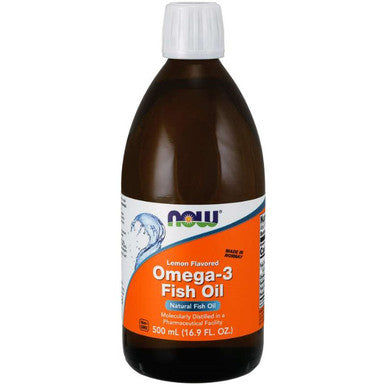 NOW Omega-3 Fish Oil Liquid Lemon flavor 16.9 oz.