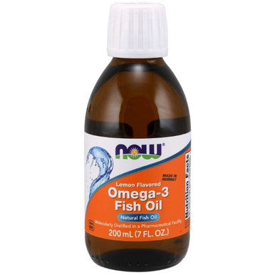 NOW Omega-3 Fish Oil Liquid Lemon flavor 7oz.