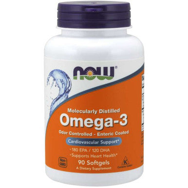 NOW Omega-3 Molecularly Distilled & Enteric Coated 90sg