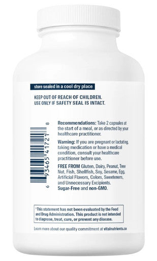 Vital Nutrients Pancreatin & Ox Bile Extract 60c