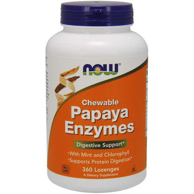 NOW Papaya Enzymes Chewable Mint 360 lozenges