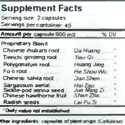 Supplement facts label with ingredients listed on a white background