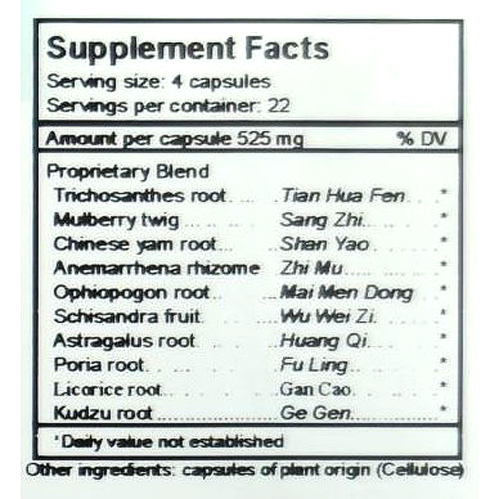 Supplement facts label with ingredients listed on a white background