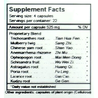 Supplement facts label with ingredients listed on a white background
