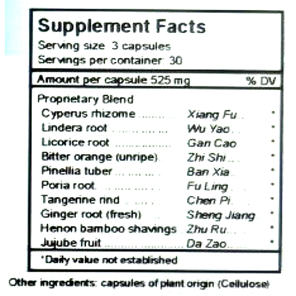 Supplement facts label with ingredients listed on a white background